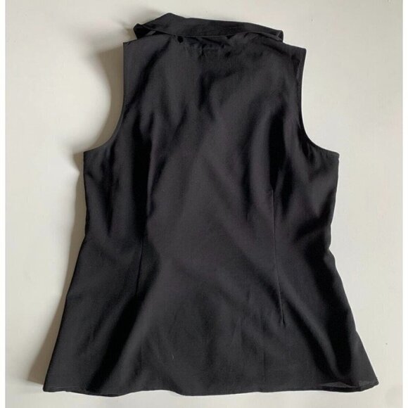 Cabi Sz M Black Fringed Tie Neck Shawl Scarf Sleeveless Tank Top Button Up - Picture 9 of 16